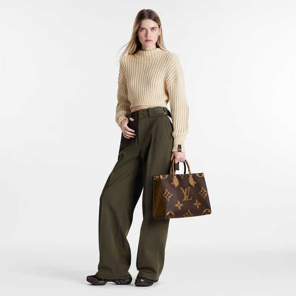 LV Monogram Reverse Tote Bag Red en cuir