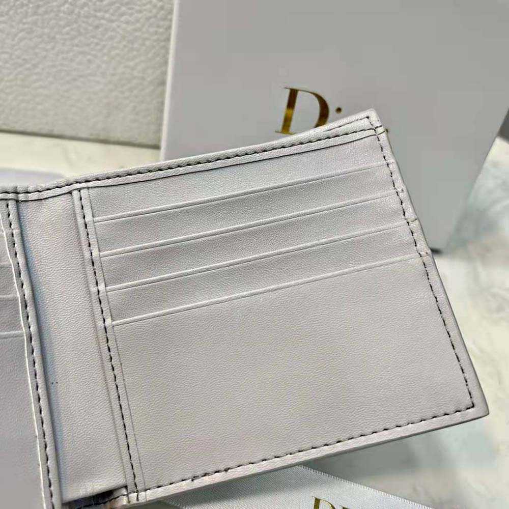 Di*r Men Wallet Gray &ior Oblique Galaxy Leather