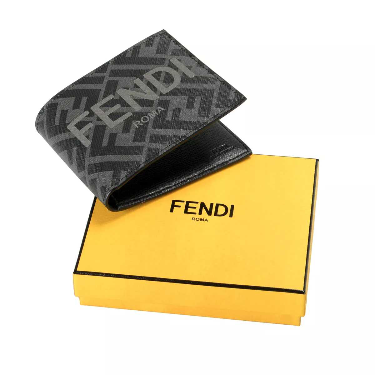 Portefeuille pliant homme imprimé logo noir et gris