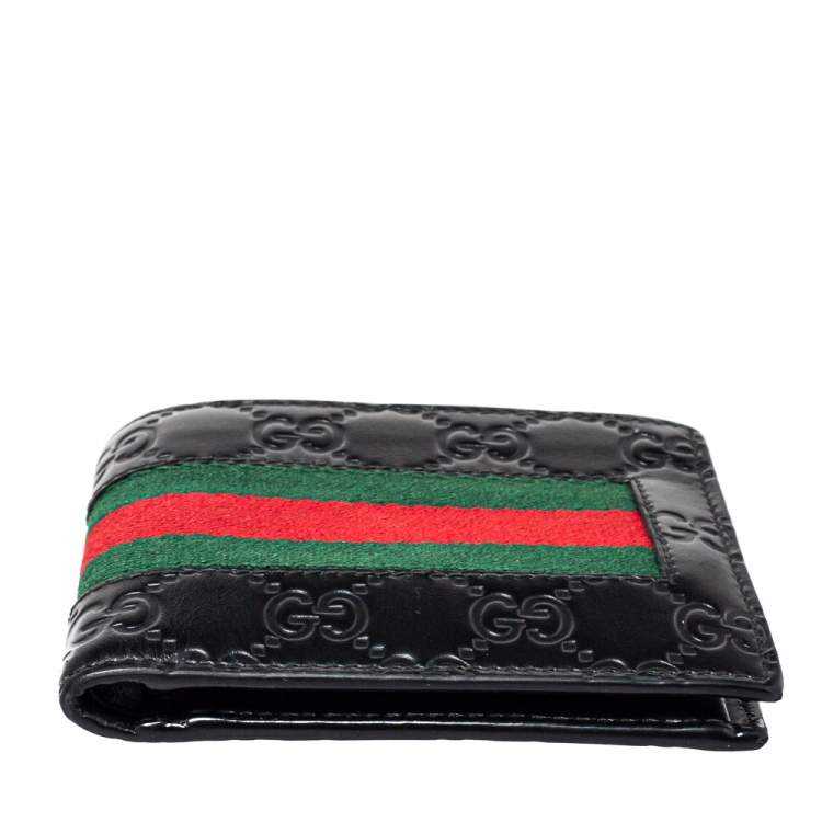 GG Black Guccissima Web Bifold Wallet