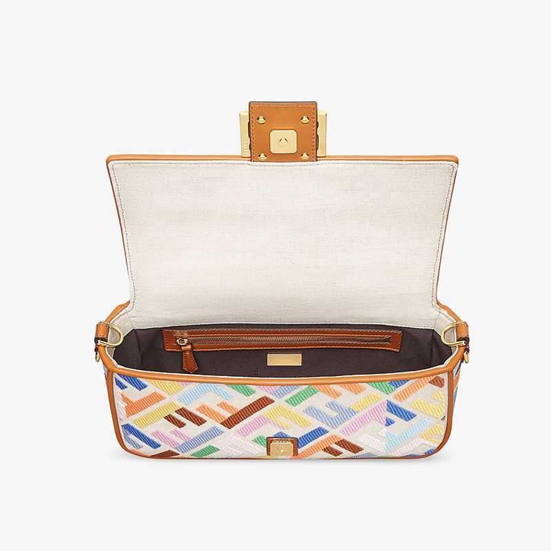 Fêndï Medium Baguette Bag In FF Motif Canvas Multicolor