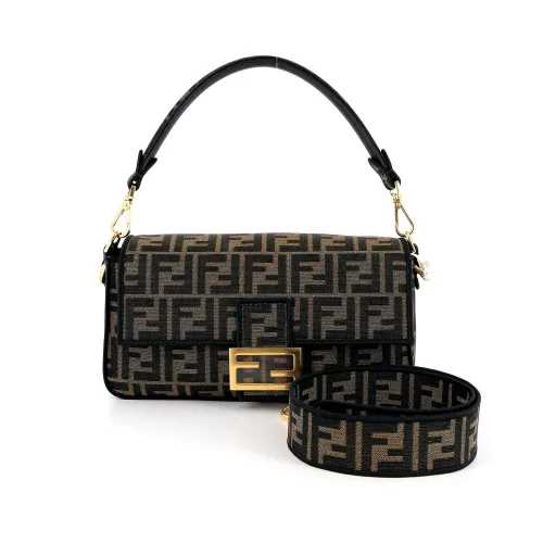 Fêndï Sac bandoulière Baguette Moyen Fendi Monogramme Toile Marron