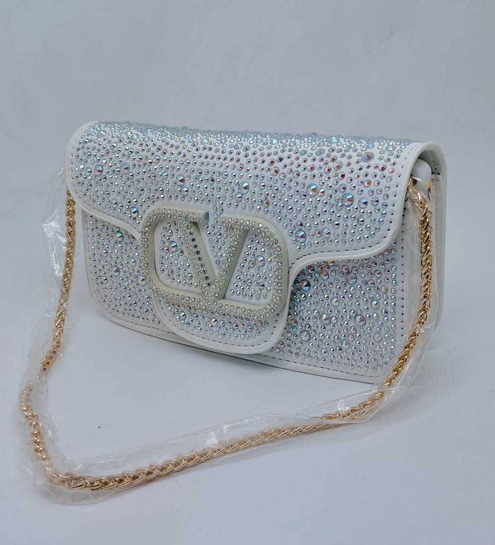 Premium Quality V@lentino Fancy Crystal Work Bag