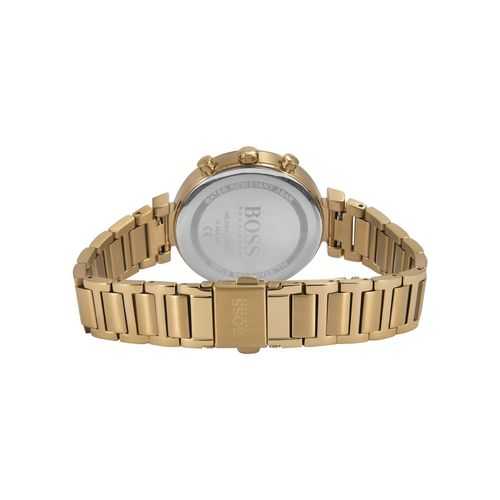 Hûgô Bôss Flawless Gold Dial Gold Steel Strap Watch pour femme -