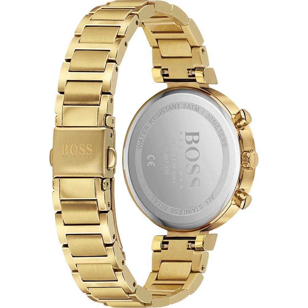 Hûgô Bôss Flawless Gold Dial Gold Steel Strap Watch pour femme -