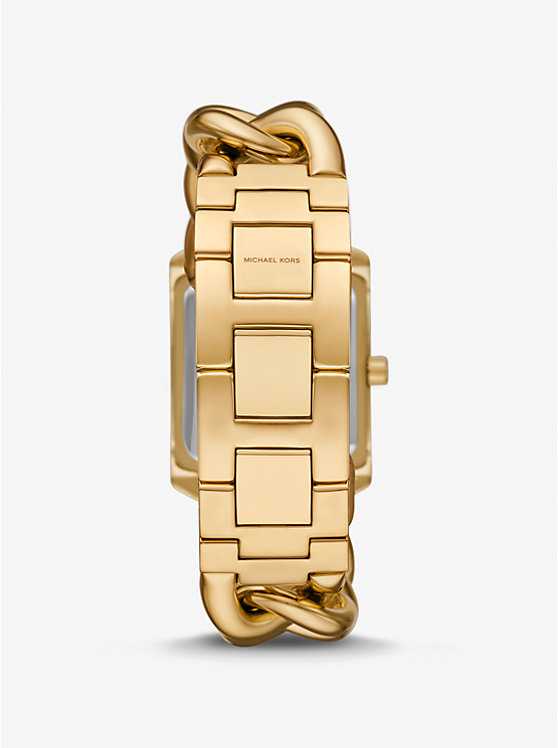 MK Montre Emery surdimensionnée dorée à maillons gourmette et à pavé