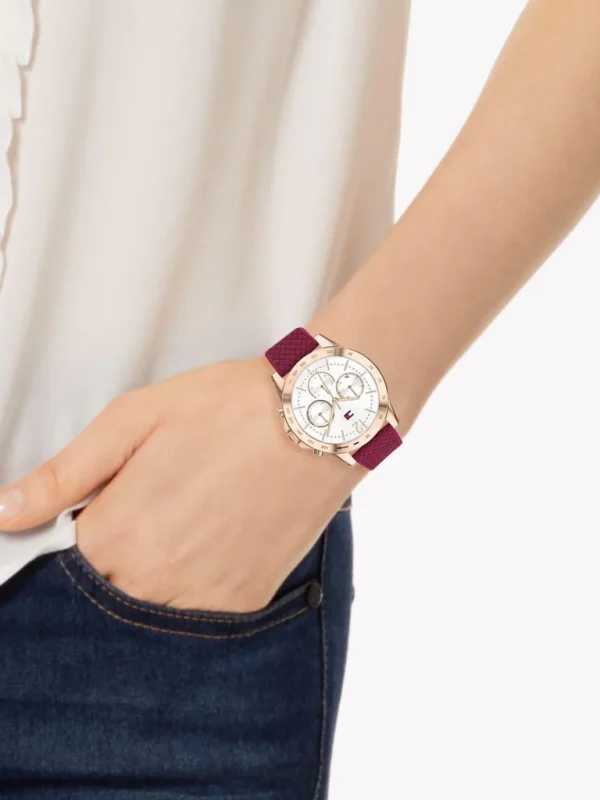 Tommy Hilfiger Haven Quartz White Dial Red Rubber Strap Watch For Women