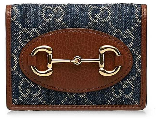 GG Mors de cheval en denim GG bleu GG 1955 Portefeuille