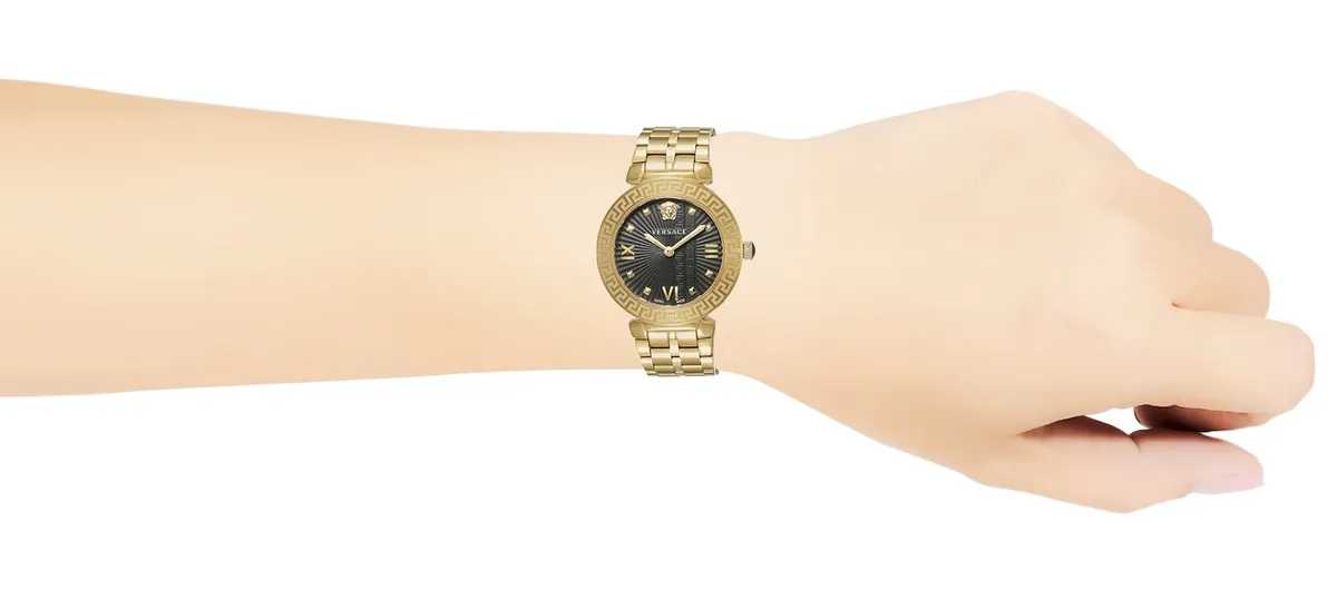 Vers@ce Gold Womens Analogue Watch Greca Icon VEZ600521