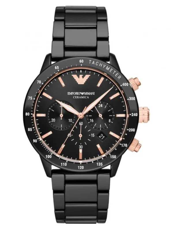 Empôriô Arm@ni Men’s Black Ceramica Chronograph Watch