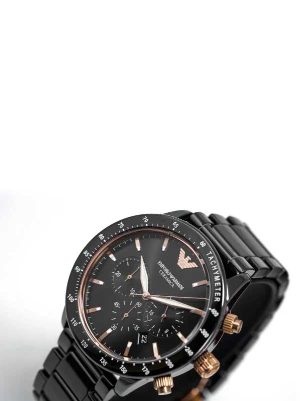 Empôriô Arm@ni Men’s Black Ceramica Chronograph Watch