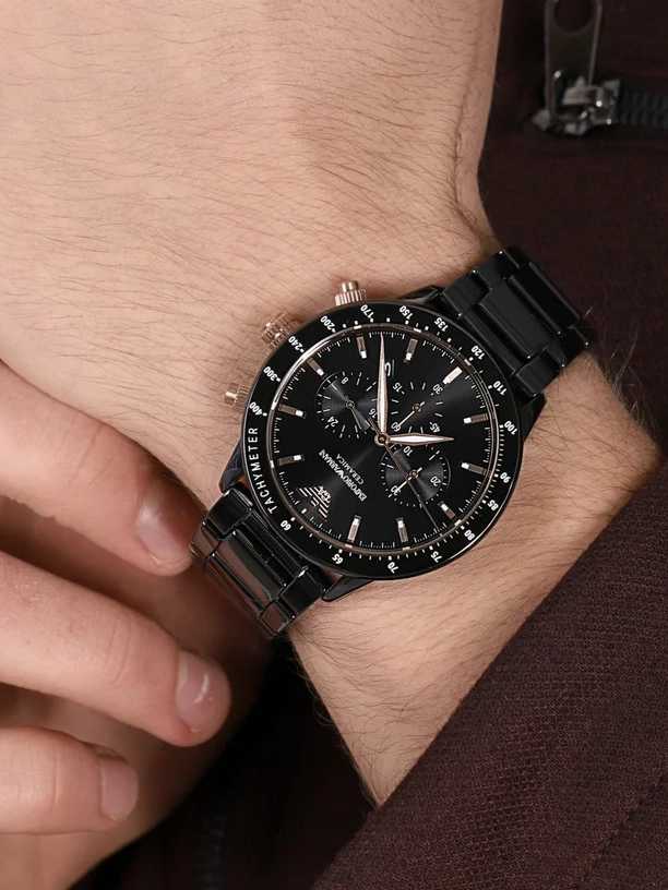 Empôriô Arm@ni Men’s Black Ceramica Chronograph Watch
