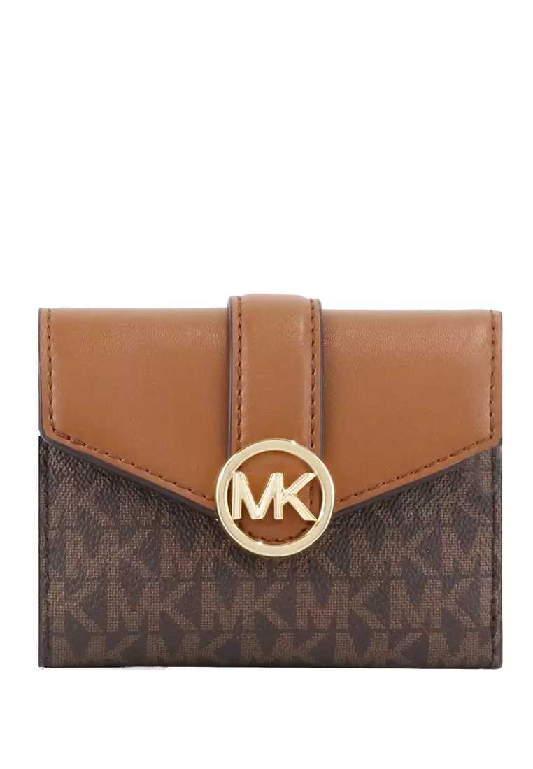 MK Carmen Medium Logo Signature Leather Wallet - Brown