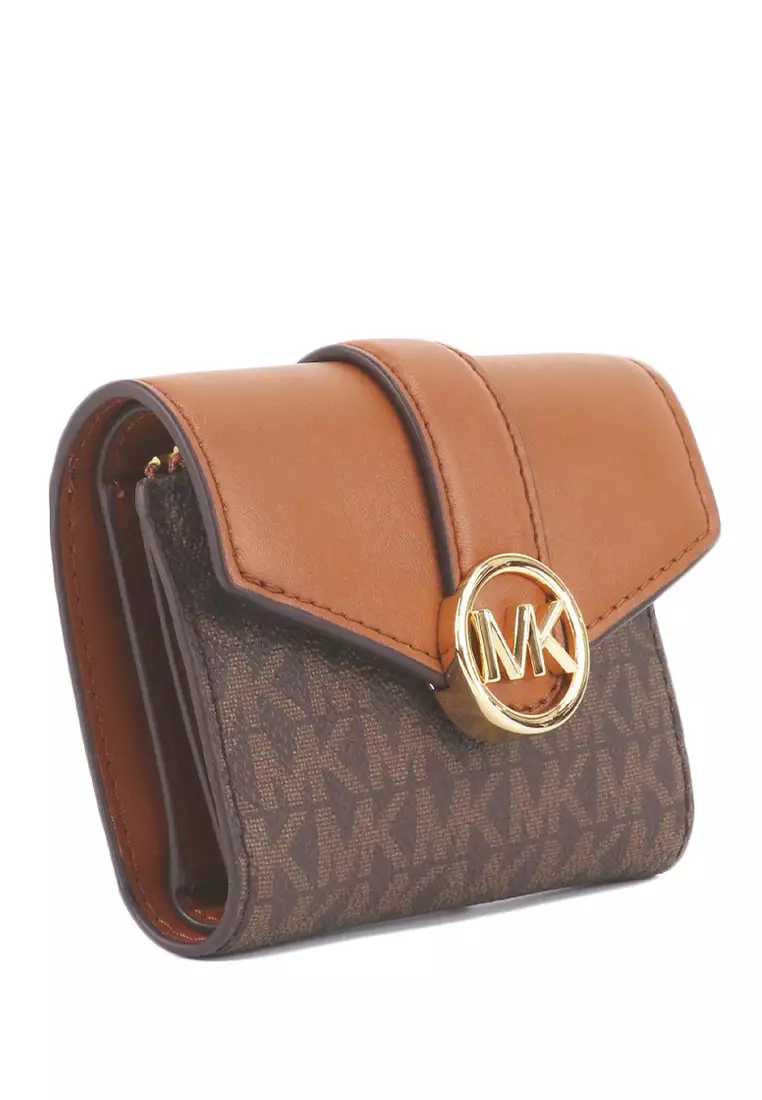 MK Carmen Medium Logo Signature Leather Wallet - Brown
