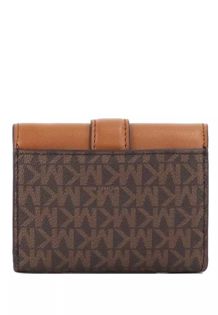 MK Carmen Medium Logo Signature Leather Wallet - Brown