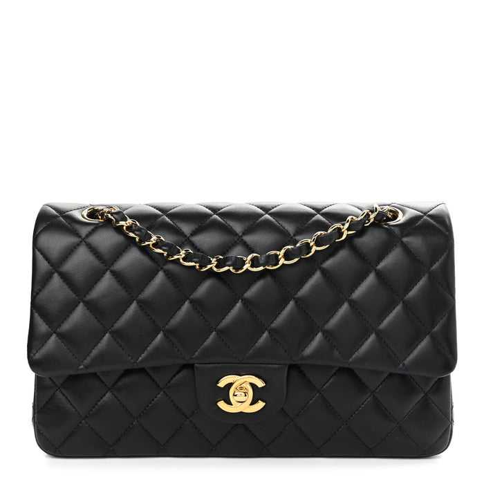 CH@NEL
Lambskin Quilted Medium Double Flap Black