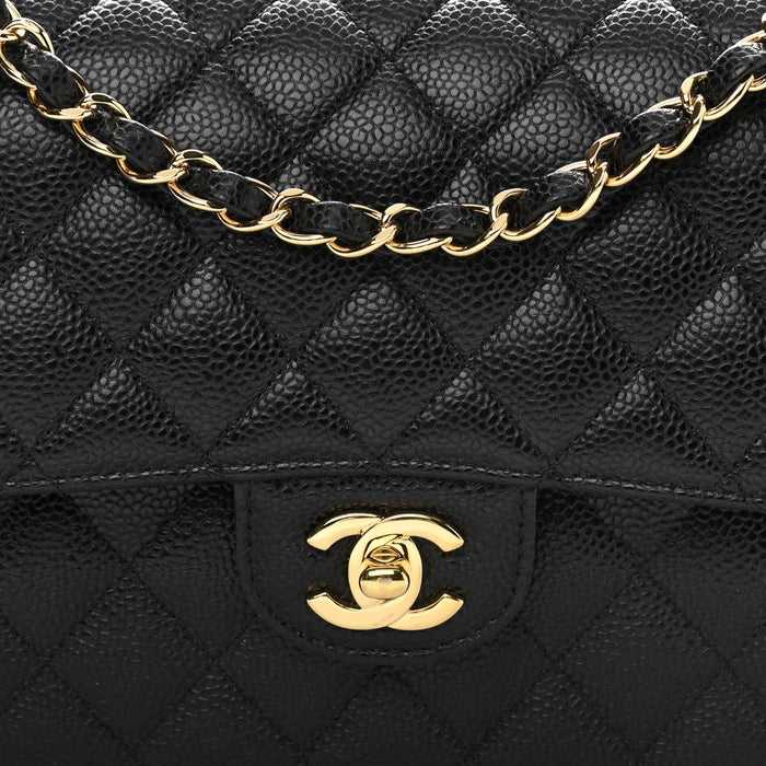 CH@NEL
Caviar Quilted Medium Double Flap Black