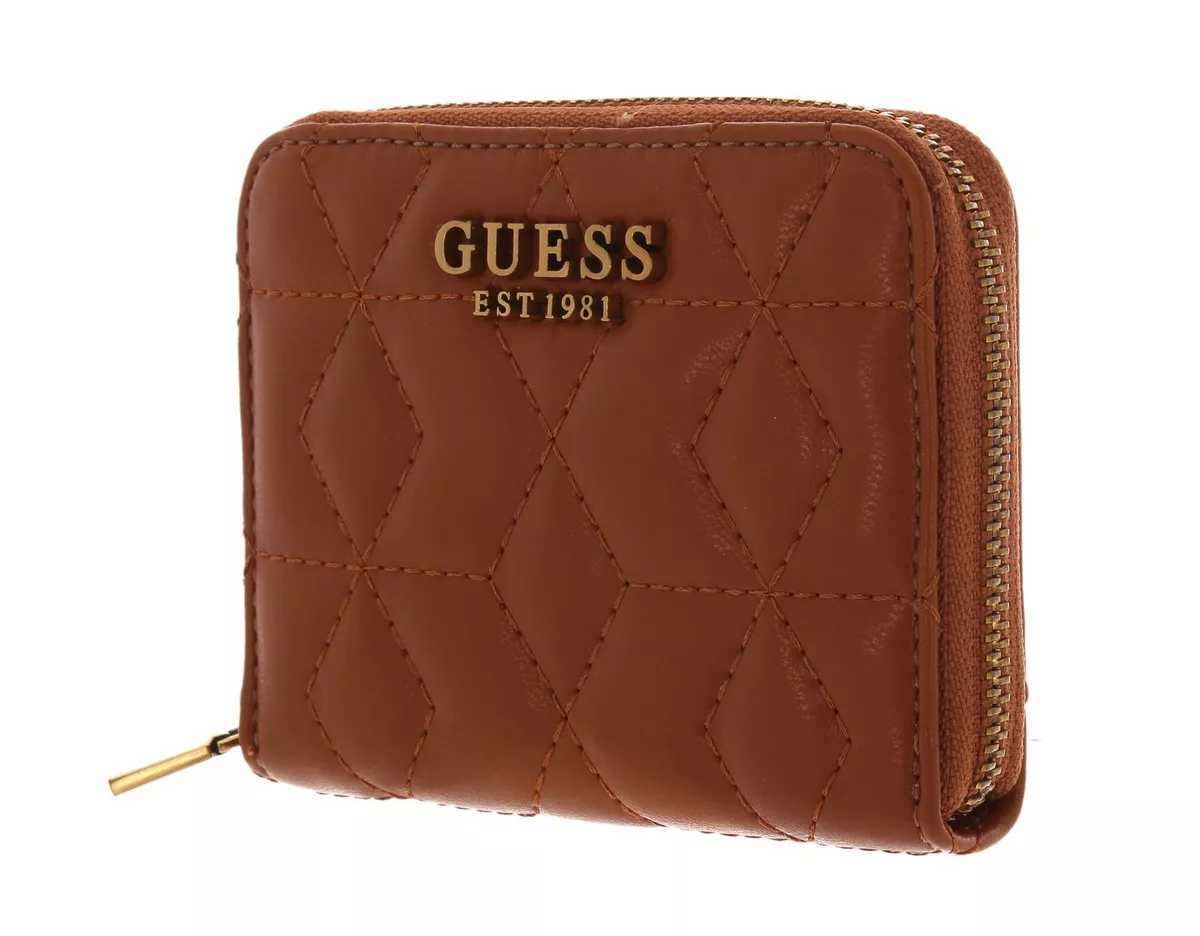 GÛESS portefeuille Elenia SLG Zip Around Wallet Cognac
