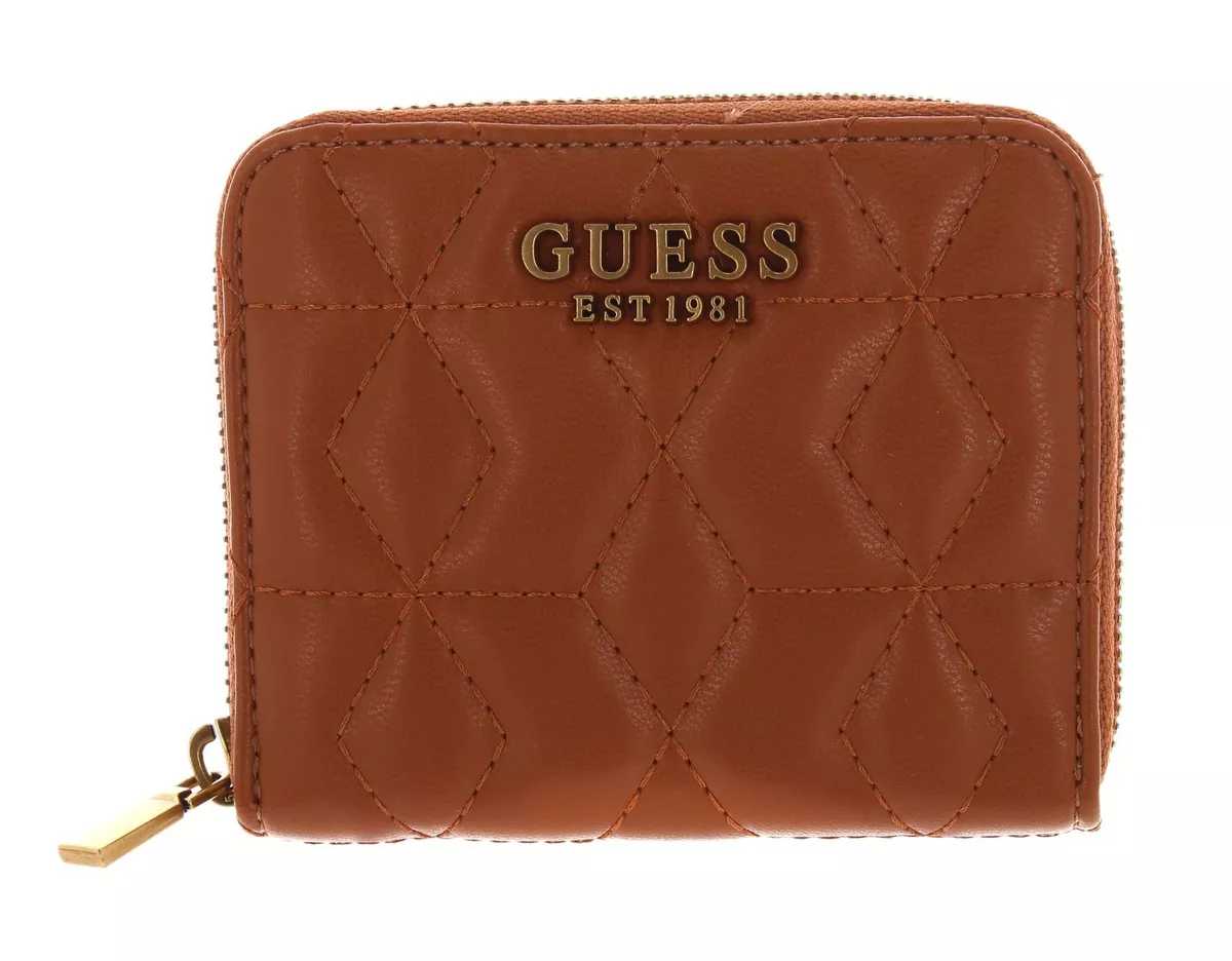 GÛESS portefeuille Elenia SLG Zip Around Wallet Cognac