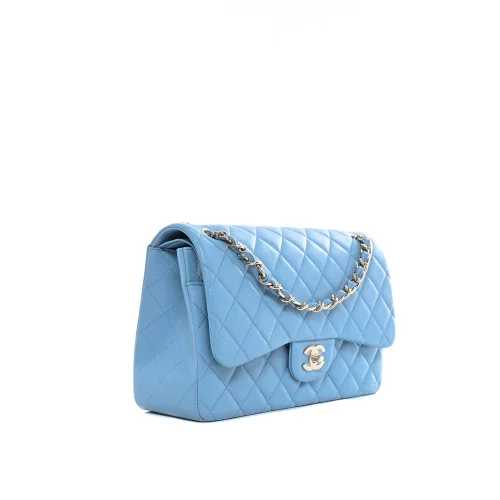 Ch@nel
Sac porté épaule Jumbo Chanel Veau Caviar Bleu Clair