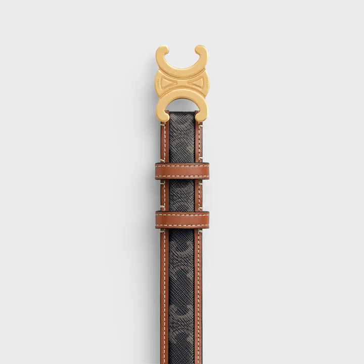 Cêlinë Medium Triomphe Belt in Triomphe Canvas and Calfskin