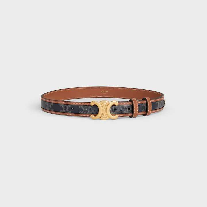 Cêlinë Medium Triomphe Belt in Triomphe Canvas and Calfskin