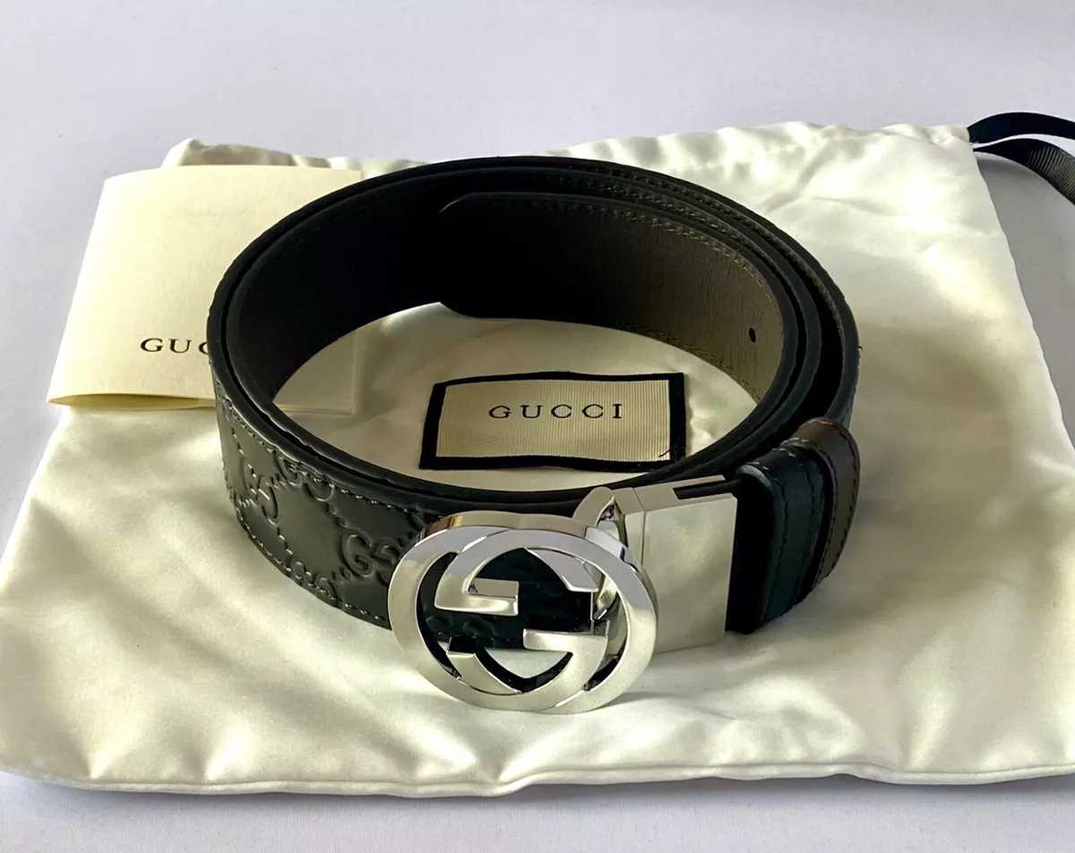 GG Men's GG Logo Leather Belt Black/Brown Reversible Size