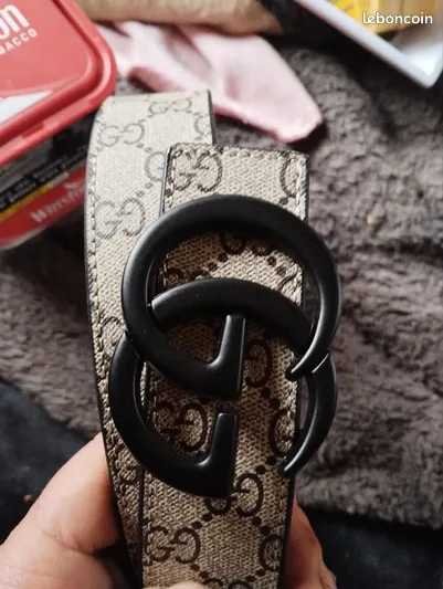 GG Ceinture en toile beige marron (BLT GG