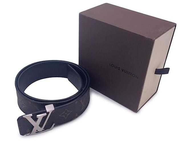 LV Monogram Canvas LV Silver Buckle Reversible Belt Brown