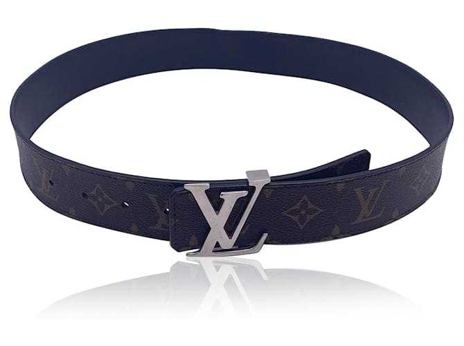 LV Monogram Canvas LV Silver Buckle Reversible Belt Brown
