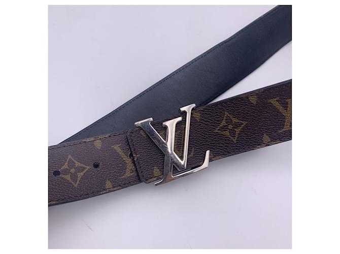 LV Monogram Canvas LV Silver Buckle Reversible Belt Brown