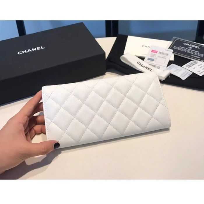 Porte-monnaie caviar blanc Ch@nel