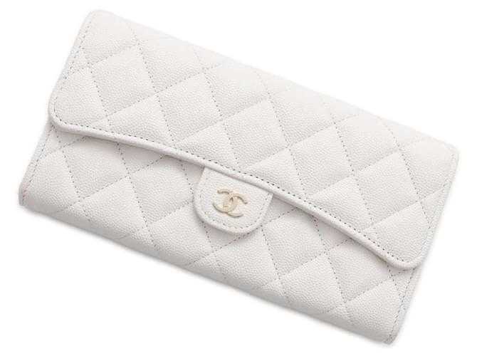 Porte-monnaie caviar blanc Ch@nel