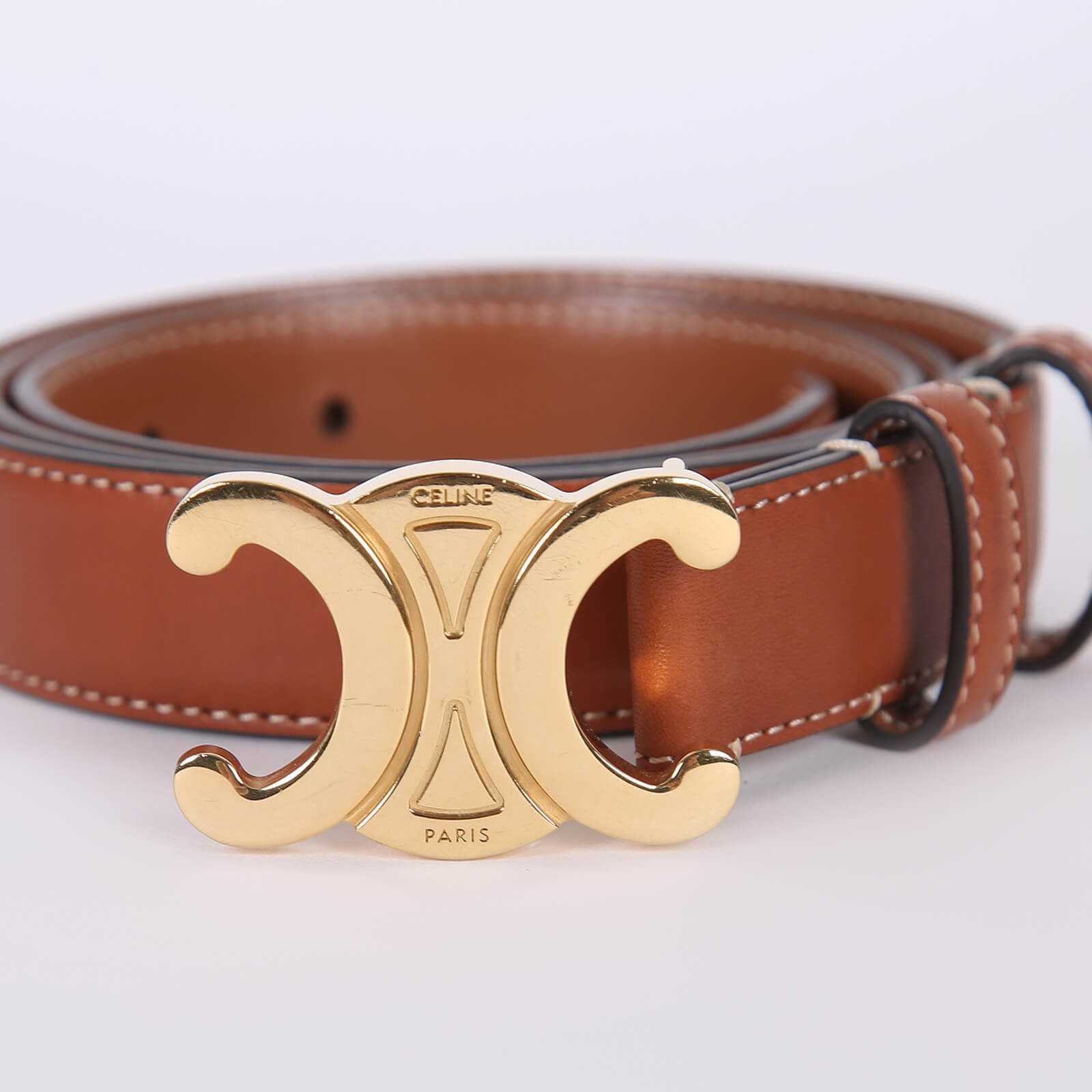 Cêlinë
Triomphe Medium Taurillon Natural Calfskin Belt Tan 85