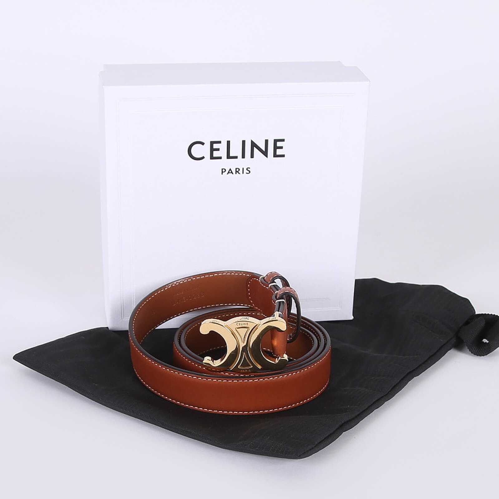 Cêlinë
Triomphe Medium Taurillon Natural Calfskin Belt Tan 85