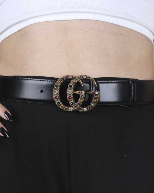 Cinto GG Crystal Double G Pretoria en cuir