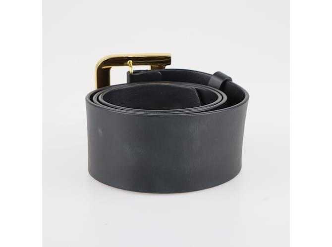 Diôr Ceinture large noire Diorquake en cuir