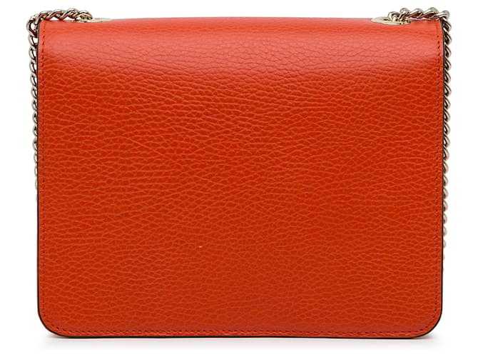 GG Sac à bandoulière orange à petit dollar entrelacé