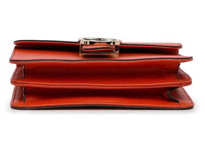 GG Sac à bandoulière orange à petit dollar entrelacé