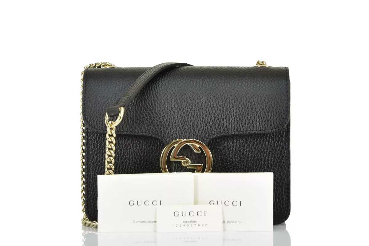 GG Borsa a Mano Nera Donna Pelle Dollar Calf Logo Mod.