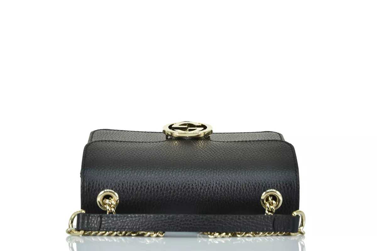 GG Borsa a Mano Nera Donna Pelle Dollar Calf Logo Mod.