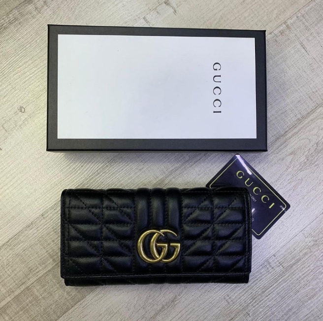 GG Marmont Black Pearl interlocking GG Continental Long Wallet