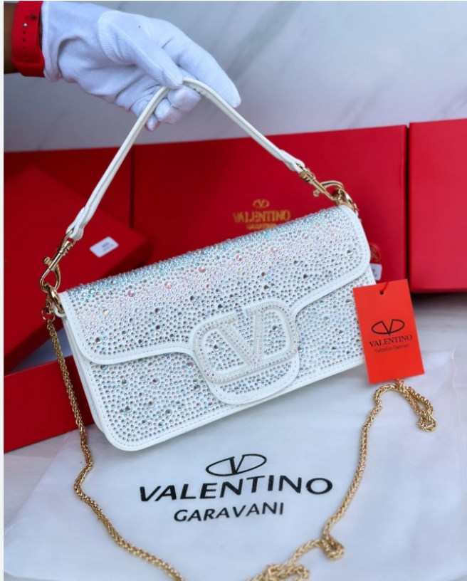 Premium Quality V@lentino Fancy Crystal Work Bag