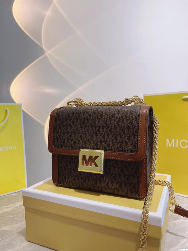 MK Sonia Leather Crossbody Bag, Shoulder Bag Small Size Women's Brown