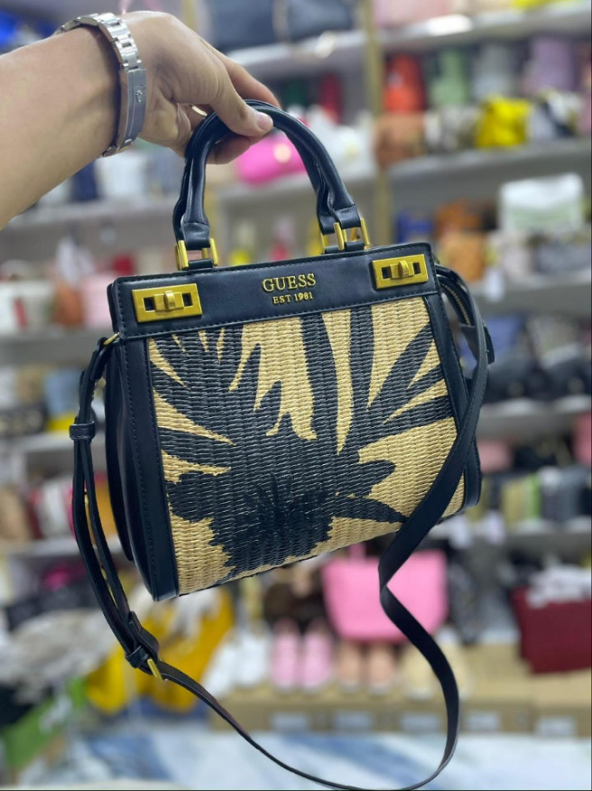 Gûess Mini sac cartable Katey à fleurs noires