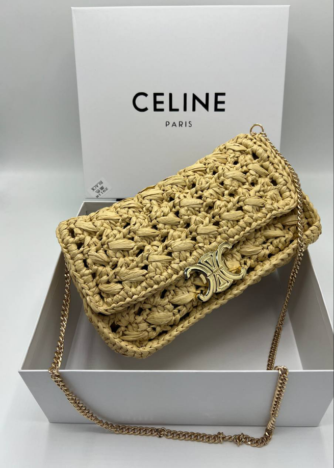 CÊLINË SAC À BANDOULIÈRE CHAÎNE CLAUDE EN TEXTILE EFFET RAPHIA