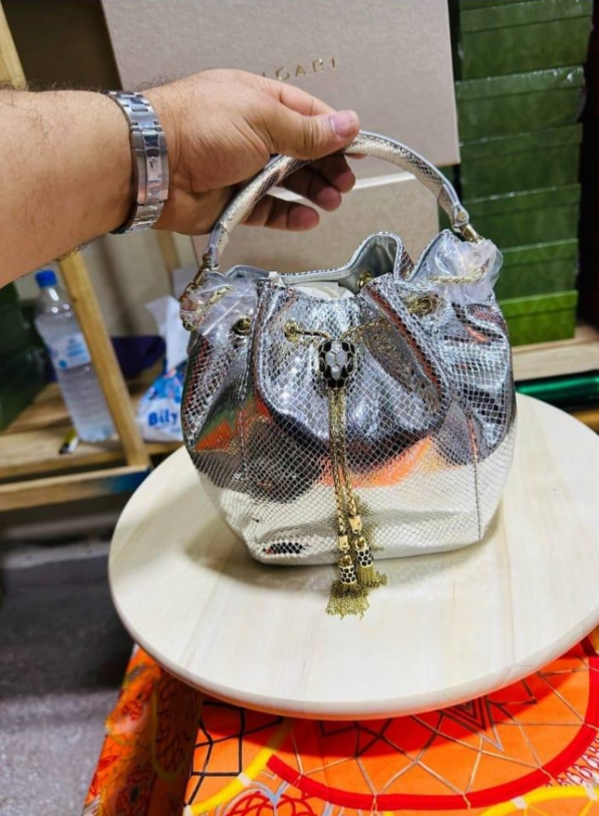 Eldora Genuine Cow Leather Bucket Bag Pink 77188