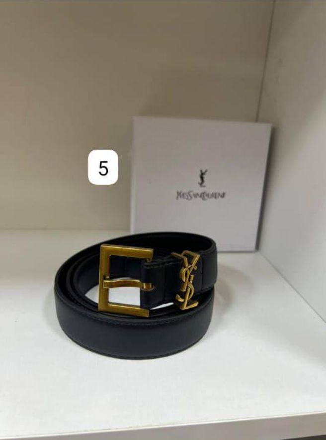 YSL ceinture fine cassandre à boucle carrée à tannage végétal, BLACK