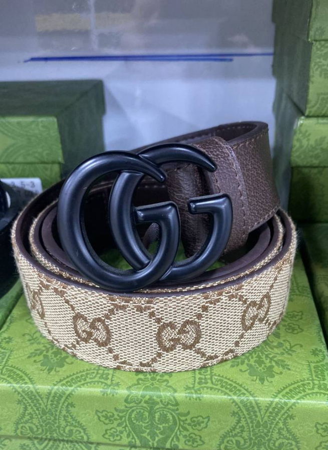 GG Ceinture en toile beige marron (BLT GG