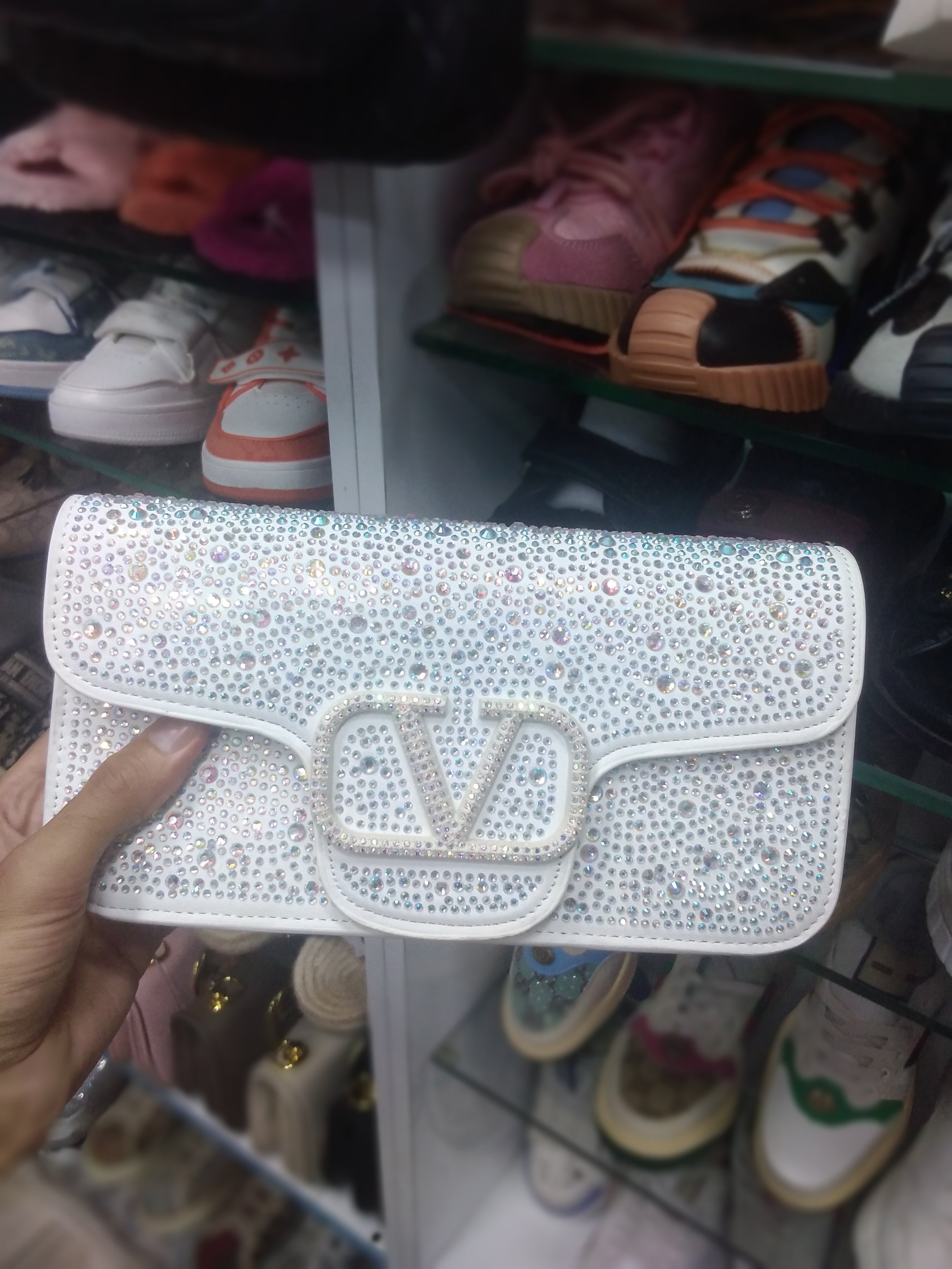 Premium Quality V@lentino Fancy Crystal Work Bag